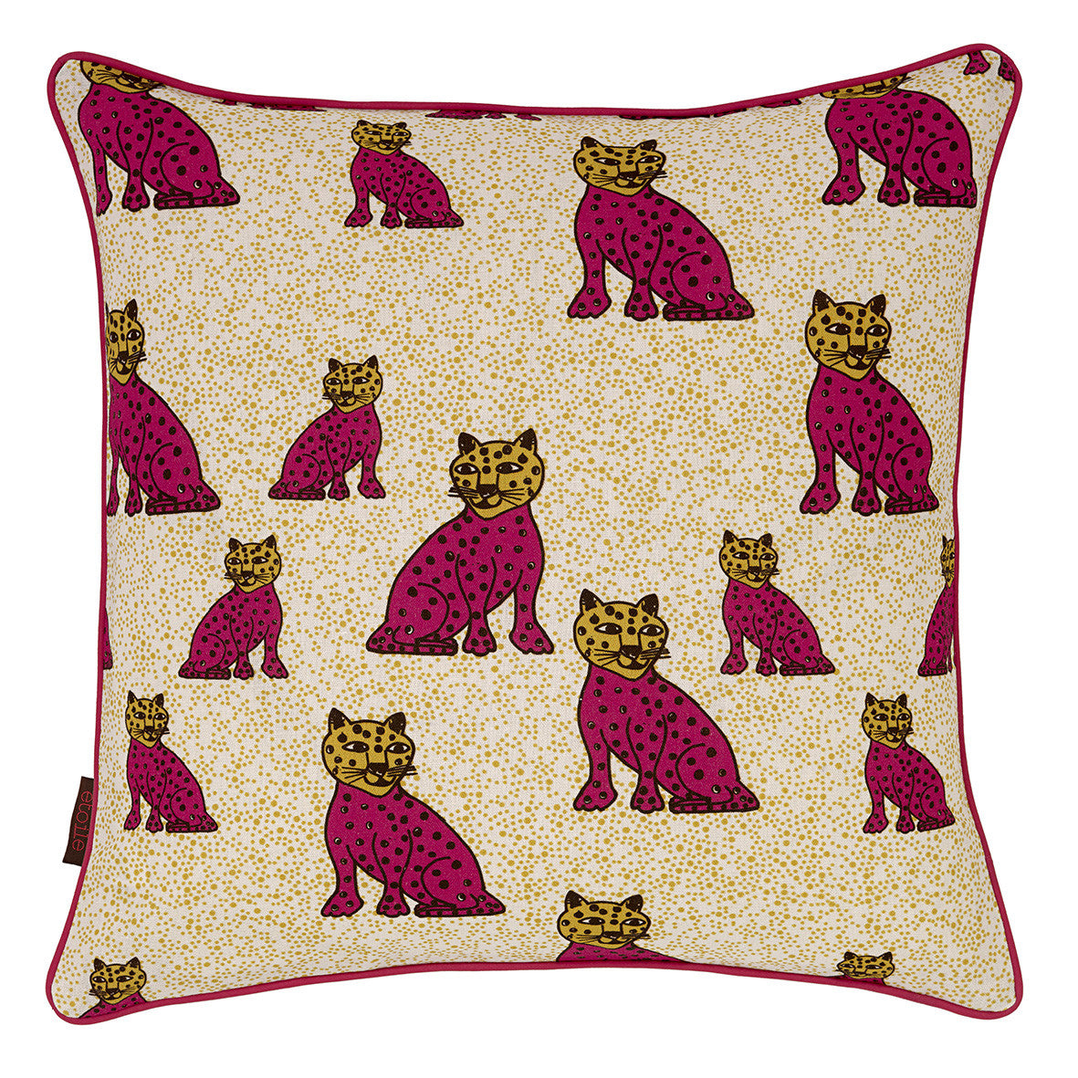 Fuchsia Embroidered Cheetah Throw Pillow Cover