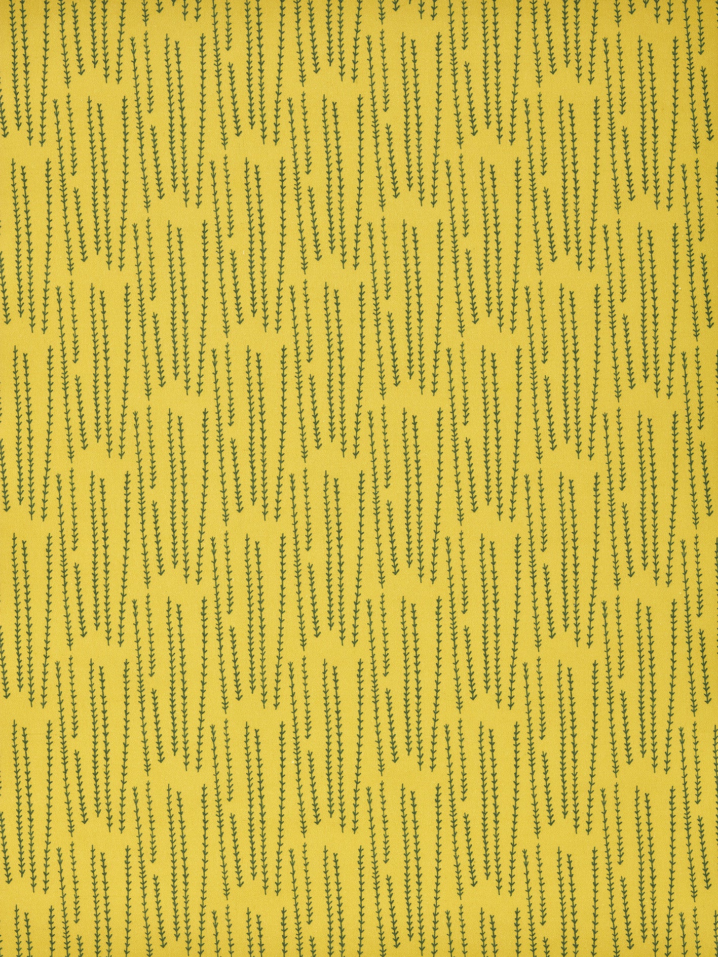 Graphic Rosemary Sprig Pattern Printed Linen Cotton Canvas Home Decor Fabric by meter or yard for curtains, blinds or upholstery in Bright Mustard Yellow  & Dark Olive Green ships from Canada (USA) 