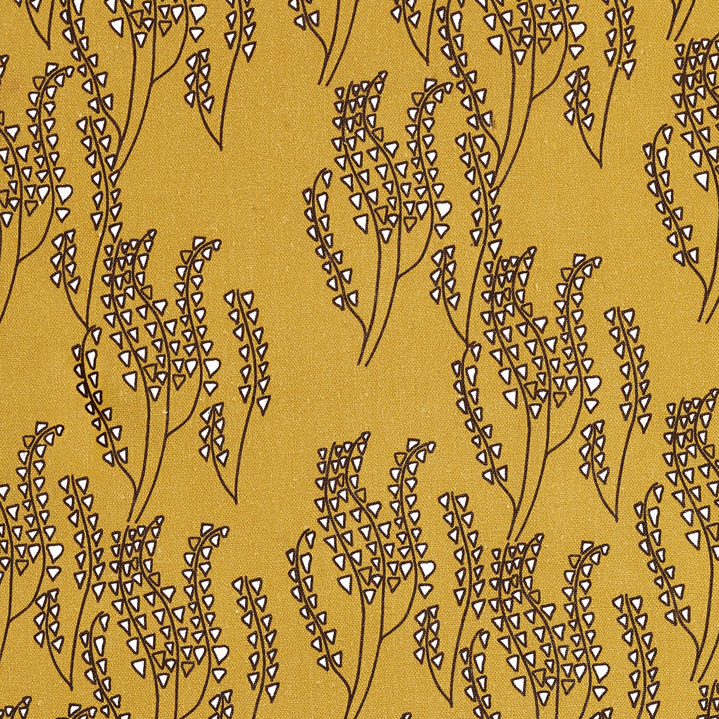 Maricopa Graphic Floral Pattern Cotton Linen Home Decor Fabric by the meter or by the yard for curtains, blinds, upholstery in Gold with Chocolate Brown ships from canada (USA)